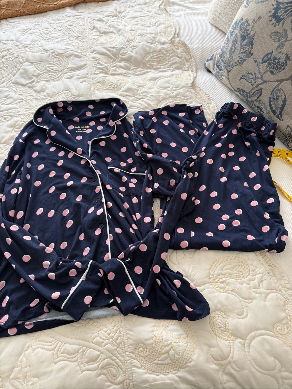 Kate Spade Navy & Pink Polka Dot Women’s Pajama Set
